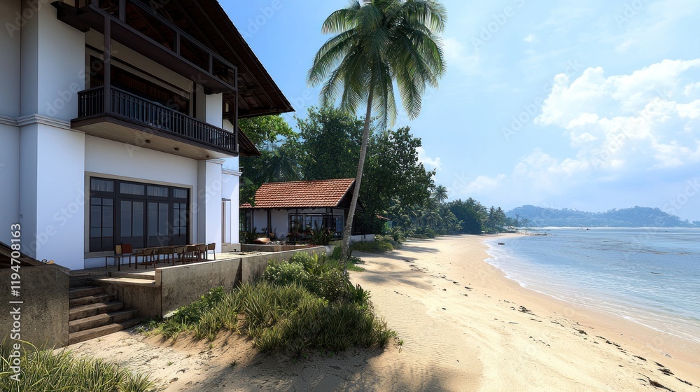 Fototapeta premium Tropical Beach House with Ocean View