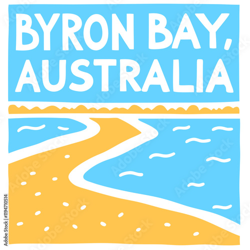 Byron Bay, Australia - minimalist souvenir print design for t-shirt, sticker, poster