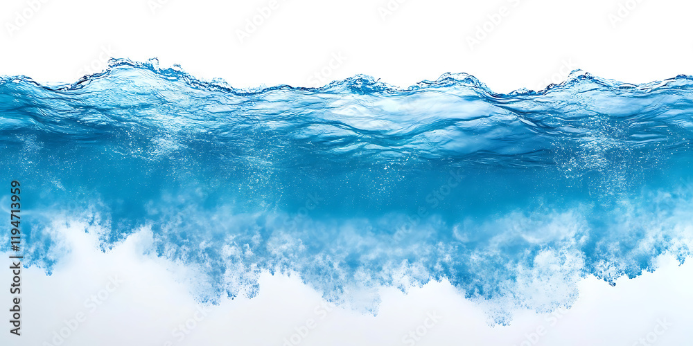Stunning underwater panorama of blue ocean waves, sandy sea bottom, and isolated white background with amazing details, perfect for aquatic or marine-themed designs. Stunning underwater panorama of blue ocean waves, sandy sea bottom, and isolated white background with amazing details, perfect for aquatic or marine-themed designs.