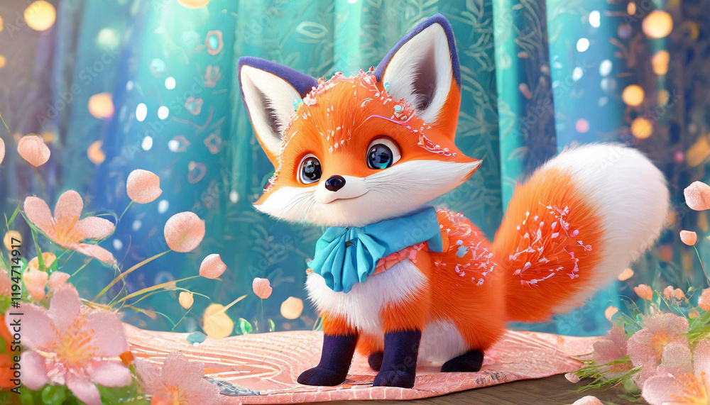 Fototapeta premium Cute wild animal, fox - 귀여운 야생 동물, 여우