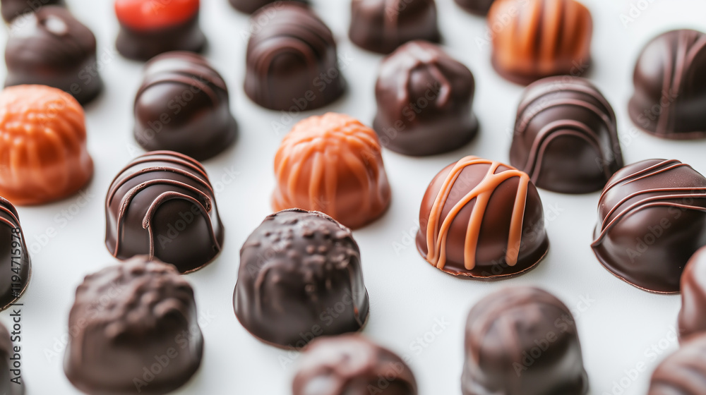 Colorful candies in chocolate close-up isolated on a white background