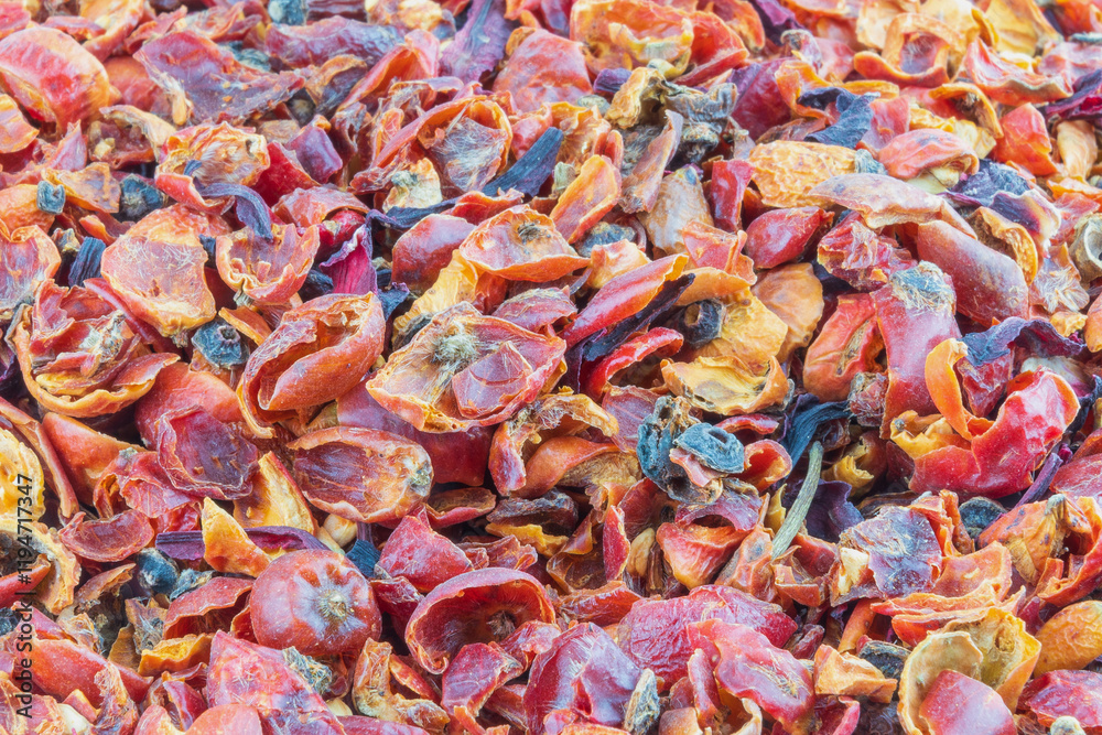 Dried rose hips, close-up. Food background. Dried rose hips, close-up. Food background.