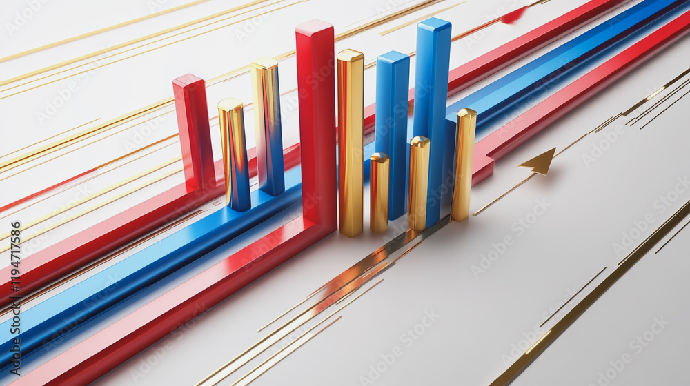 Abstract white background with Colorful charts and graphs with statistics to innovative analyze business potential and forecast future development of companies growth.