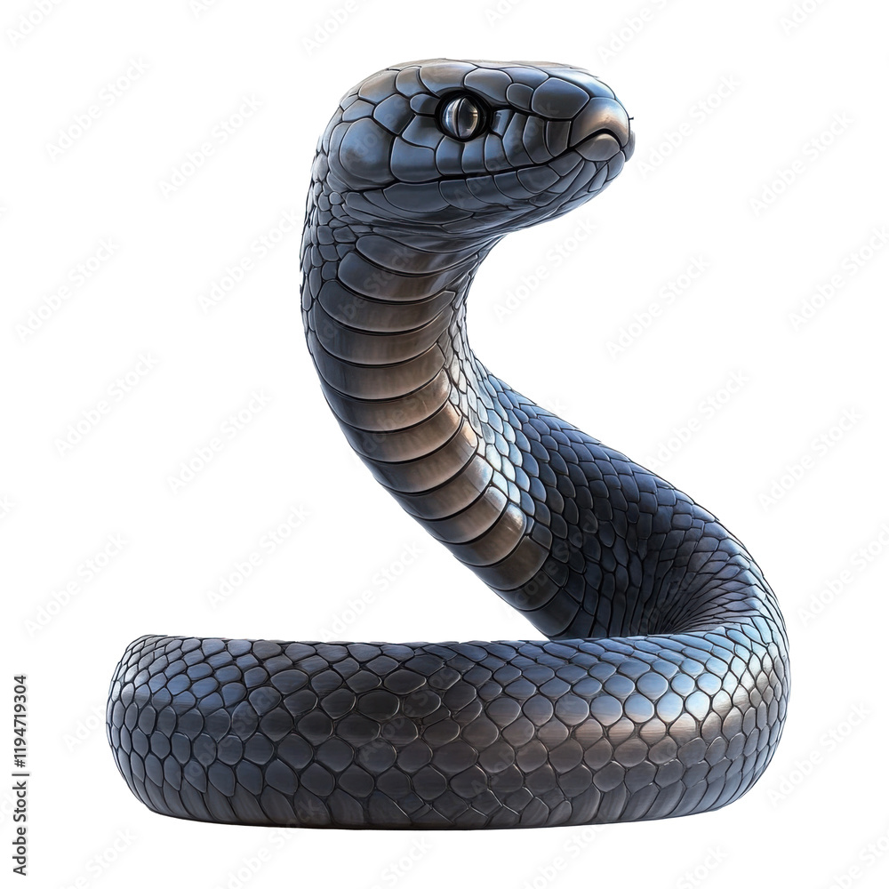Fototapeta premium Photorealistic Dark Snake on White Background
