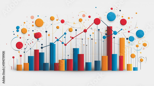 Abstract white background with Colorful charts and graphs with statistics to innovative analyze business potential and forecast future development of companies growth.