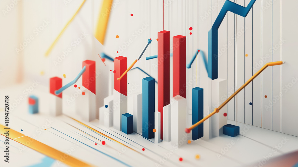 Fototapeta premium Abstract white background with Colorful charts and graphs with statistics to innovative analyze business potential and forecast future development of companies growth.