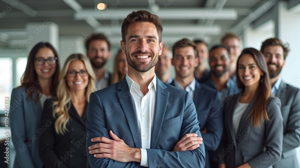 diverse business team confident young man in foreground diverse business team confident young man in foreground