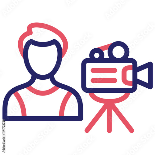 Camera Operator Male vector icon illustration of Filmmaking iconset.