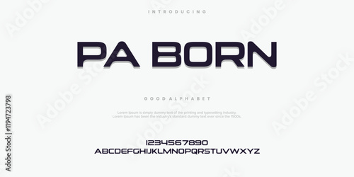 Pa Born simple minimal abstract alphabet fonts. Typography technology creative font. vector illustration