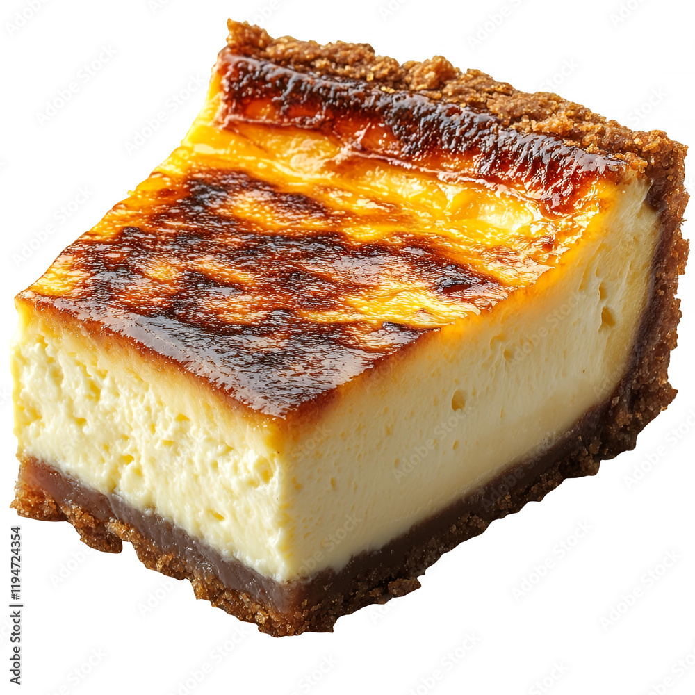 Delicious Creamy Basque Burnt Cheesecake Slice Golden Brown Crust Dessert Delicious Creamy Basque Burnt Cheesecake Slice Golden Brown Crust Dessert