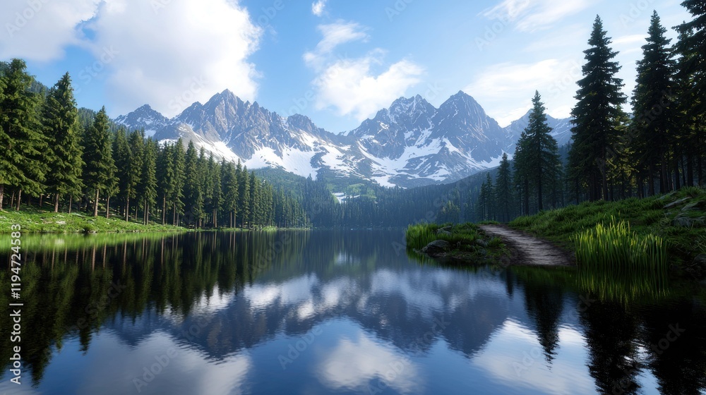 Fototapeta premium Serene Mountain Lake