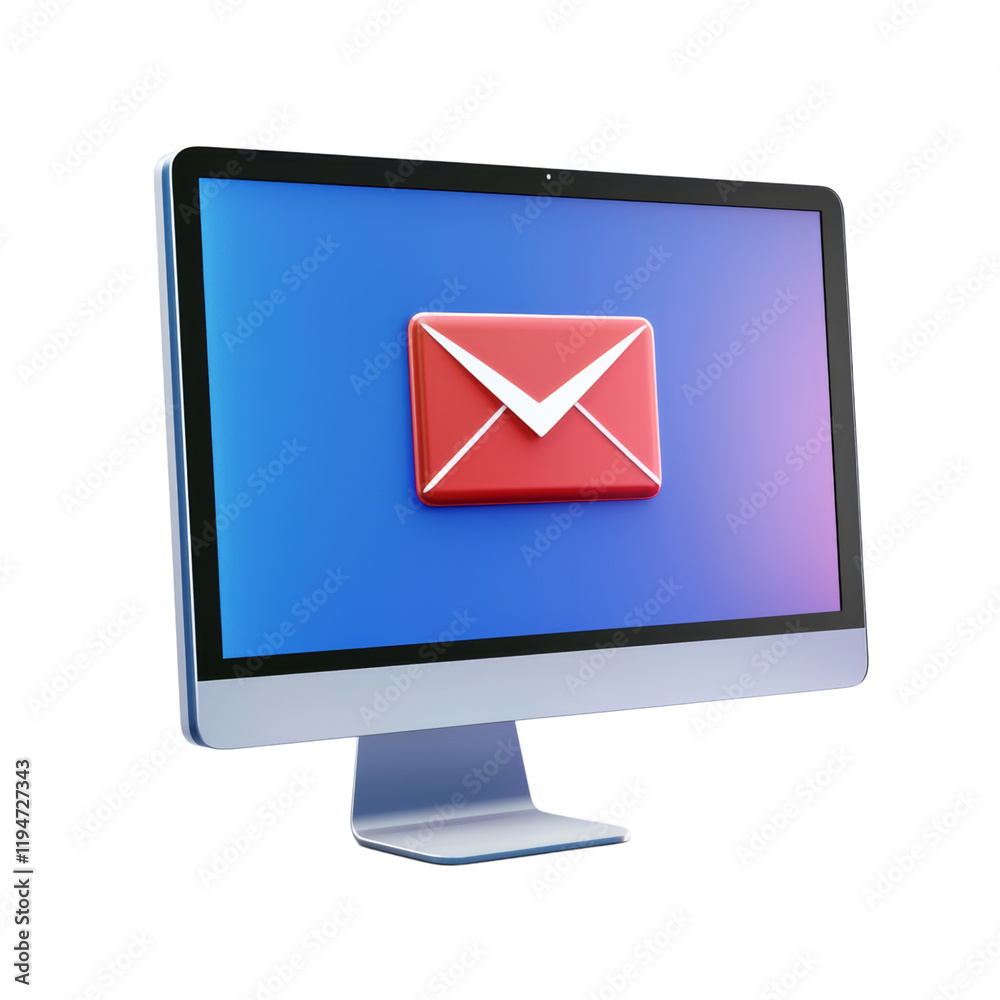 Email Notification on a Modern Computer Screen Isolated on transparent background Email Notification on a Modern Computer Screen Isolated on transparent background