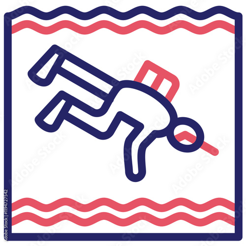 Scuba Diving vector icon illustration of Vacation and Tourism iconset.