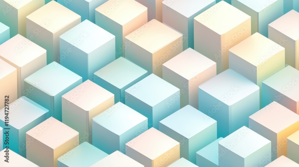 A seamless isometric pattern with pastel tones and shadows A seamless isometric pattern with pastel tones and shadows