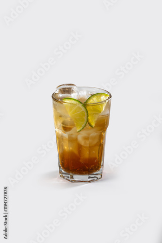 Wallpaper Mural Fresh Long Island cocktail with lemon and ice, stock, on white background Torontodigital.ca