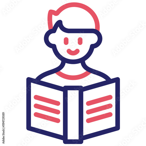 Reader Child vector icon illustration of Literature iconset.