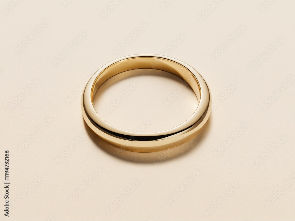 Gold ring on beige surface