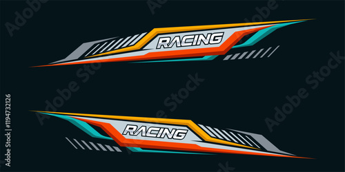 Side body graphic sticker design for car vectors. design stripes sports for car wrap. racing decals for tuning.