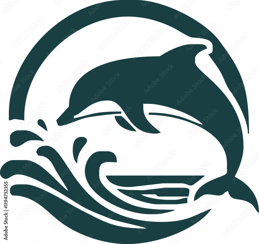 Fototapeta premium dolphin Silhouette vector art Illustration with white background
