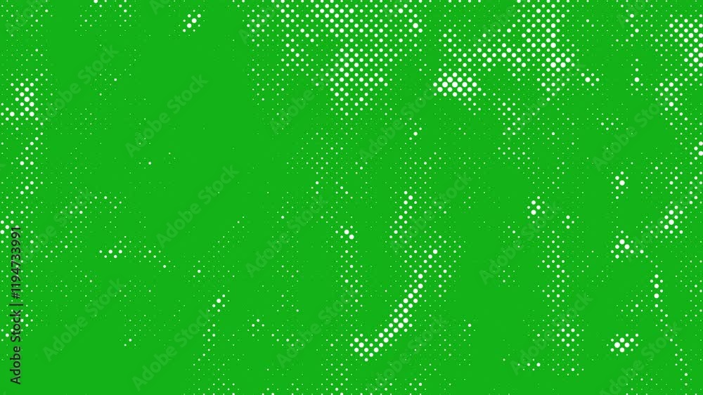 Abstract stop motion graphic with green screen grunge halftone dot overlay for creative backgrounds