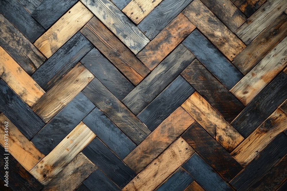 This image features a vibrant herringbone pattern composed of diverse wood planks in different shades and textures, evoking warmth and rustic charm. This image features a vibrant herringbone pattern composed of diverse wood planks in different shades and textures, evoking warmth and rustic charm.