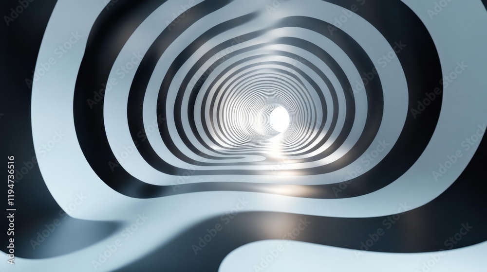 Fototapeta premium Hypnotic black-and-white spiral tunnel design. Generative AI