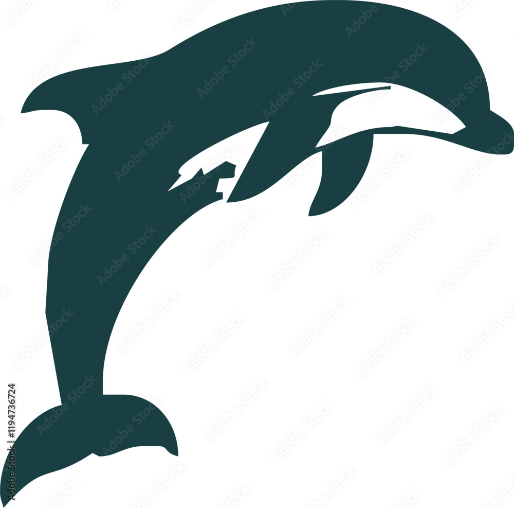 Fototapeta premium dolphin Silhouette vector art Illustration with white background
