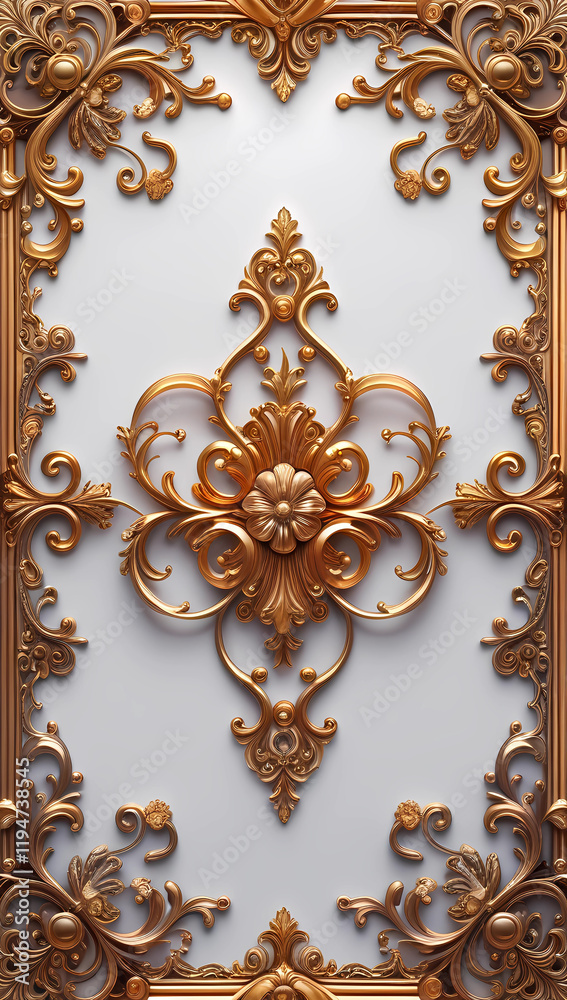 Baroque-Style Decorative Frame with Golden Curves Baroque-Style Decorative Frame with Golden Curves