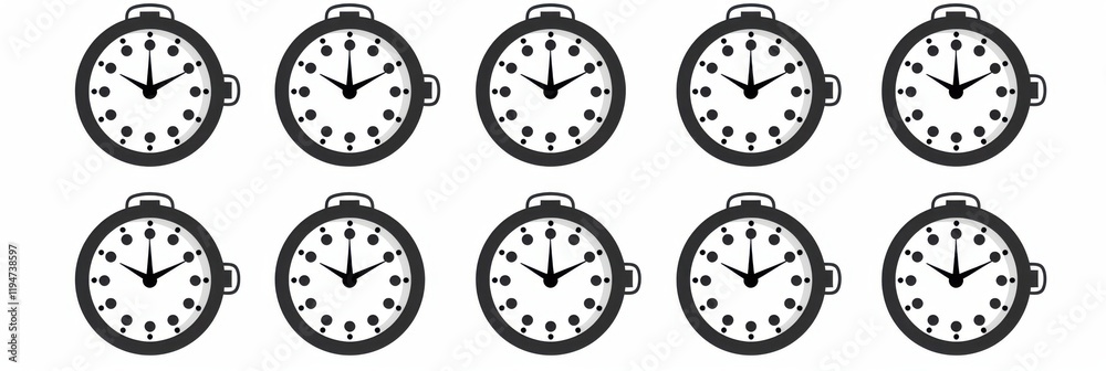 Fototapeta premium Stunning Timer Icons on a Crisp White Background: Stopwatch Symbol and Countdown Timer in Vector Illustration
