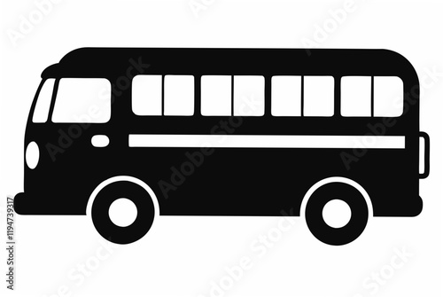 Bus silhouette black vector art illustration.