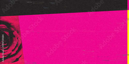 Abstract geometric composition Valentine's day concept punchy style with rose flowers halftone screen and risograph printing texture graphic illustration have blank space.