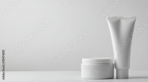 Minimalist Skin Care Products on a Light Background for Clean Beauty Aesthetics and Wellness Themes