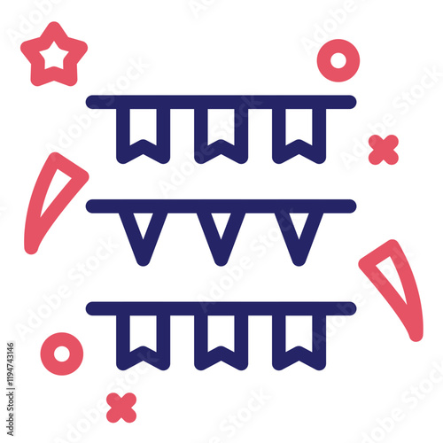 Party Streamers vector icon illustration of Festa Junina iconset.