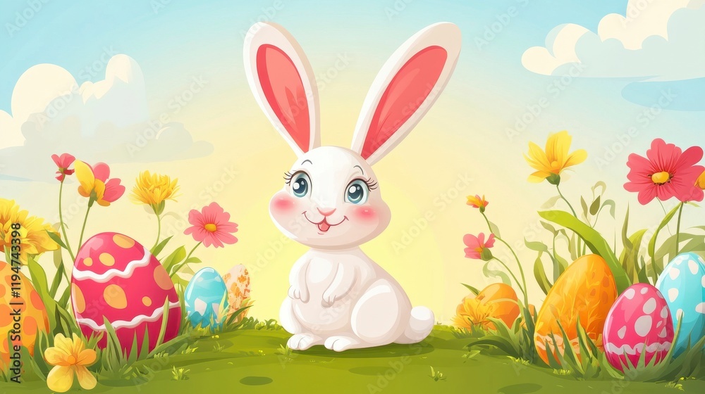 happy easter bunny vector greeting card. happy easter bunny vector greeting card.