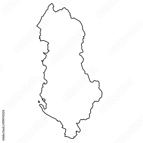 Outline Map of Albania Balkan Peninsula Country