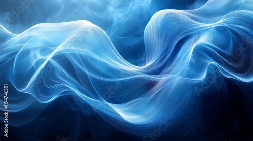 Abstract Blue Light Waves. Generative AI photo