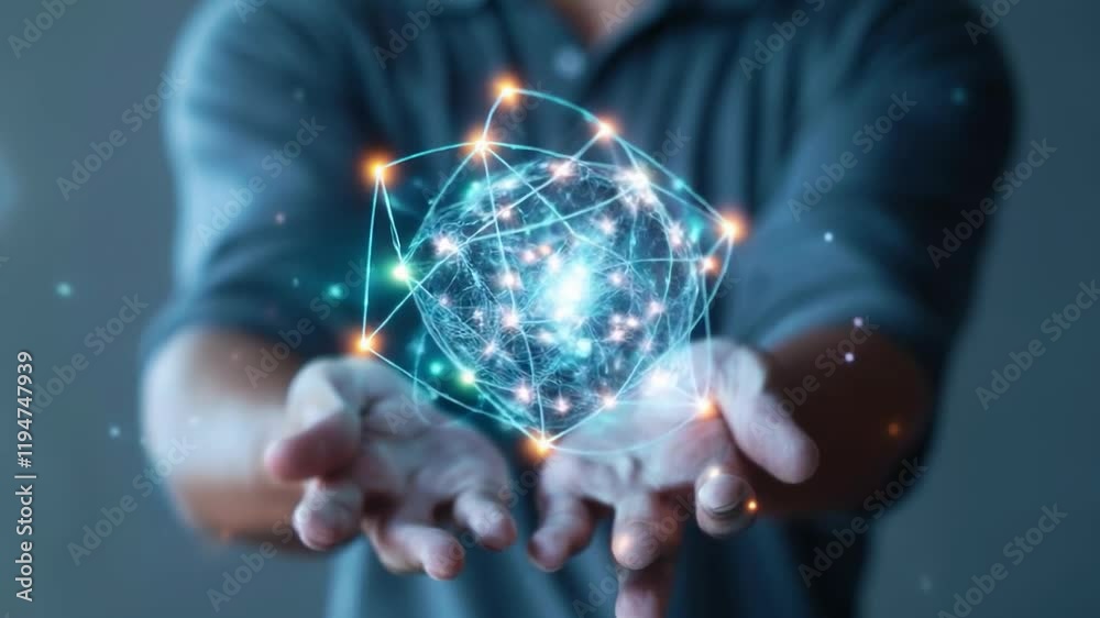A video with abstract graphics depicting a digital network in the hands of a human. for presentations related to technology and innovation, as well as for advertising IT companies and startups.
A video with abstract graphics depicting a digital network in the hands of a human. for presentations related to technology and innovation, as well as for advertising IT companies and startups.