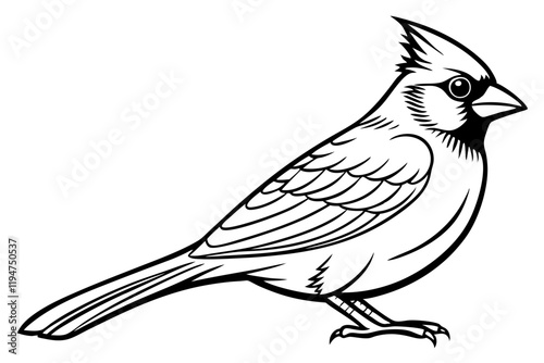  Northern Cardinal bird line art vector art illustration.