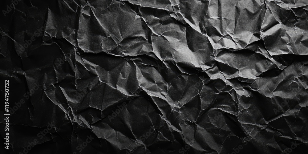 Black crumpled paper texture background with deep folds and shadows ideal for creative design projects and providing ample copy space Black crumpled paper texture background with deep folds and shadows ideal for creative design projects and providing ample copy space