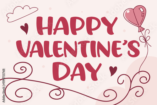 Happy Valentines Day typography vector artwork Illustration.