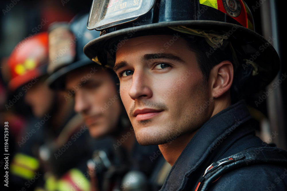 Generative AI Portrait of a Dedicated Firefighter with Intense Expression Highlighting Courage and Bravery Generative AI Portrait of a Dedicated Firefighter with Intense Expression Highlighting Courage and Bravery