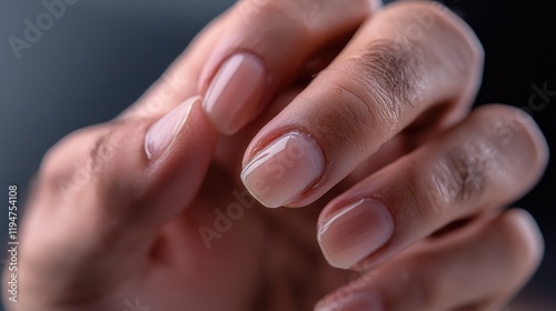 A close-up shot of a person's hand with well-groomed nails, ideal for beauty or lifestyle concepts