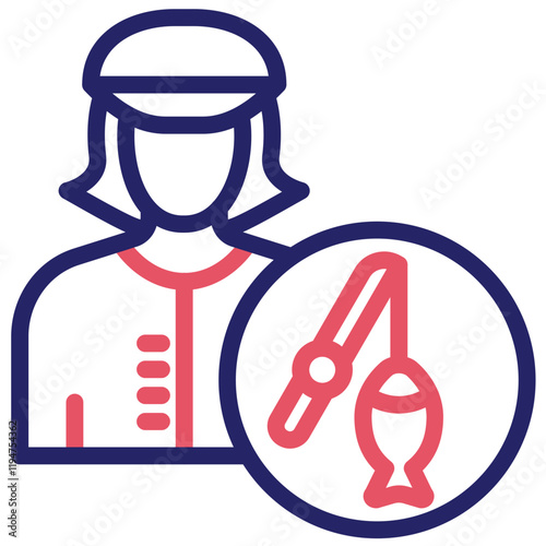 Fisherwoman vector icon illustration of Fishing iconset.