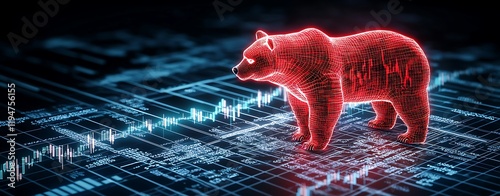 Bullish & Bearish concept showcasing, Glowing Bear and Bullish Market Concept Illustration photo