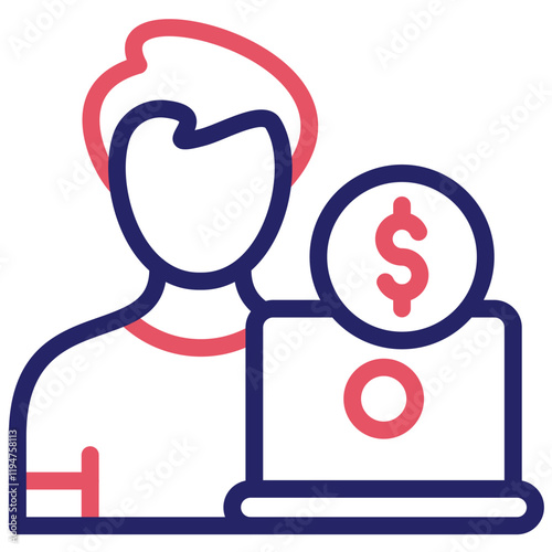 Freelancer Male vector icon illustration of Gig Economy iconset.