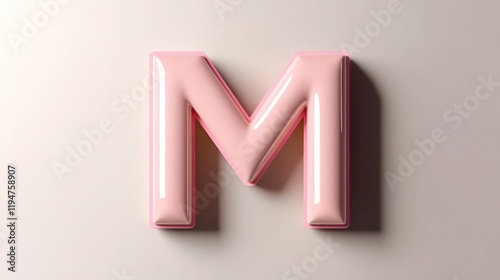 3D letter M isolated on a simple solid color background with crisp HD detail and lifelike shadows,