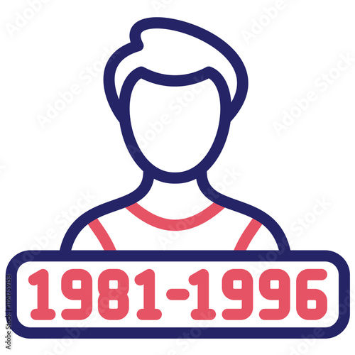 Millennials vector icon illustration of Generation Gap iconset.