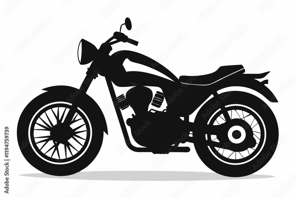 Fototapeta premium Motorcycle silhouette black vector art illustration.