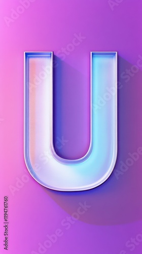 3D letter U set against a vibrant solid background, with realistic lighting and lifelike textures,