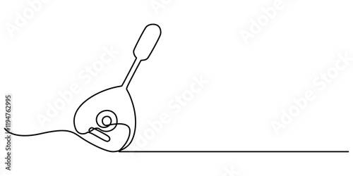 A single line drawing of a domra. Continuous line domra icon. One line icon. Vector illustration, string domra continuous one line drawing, out line pro vector illustration. simple minimal concept. 